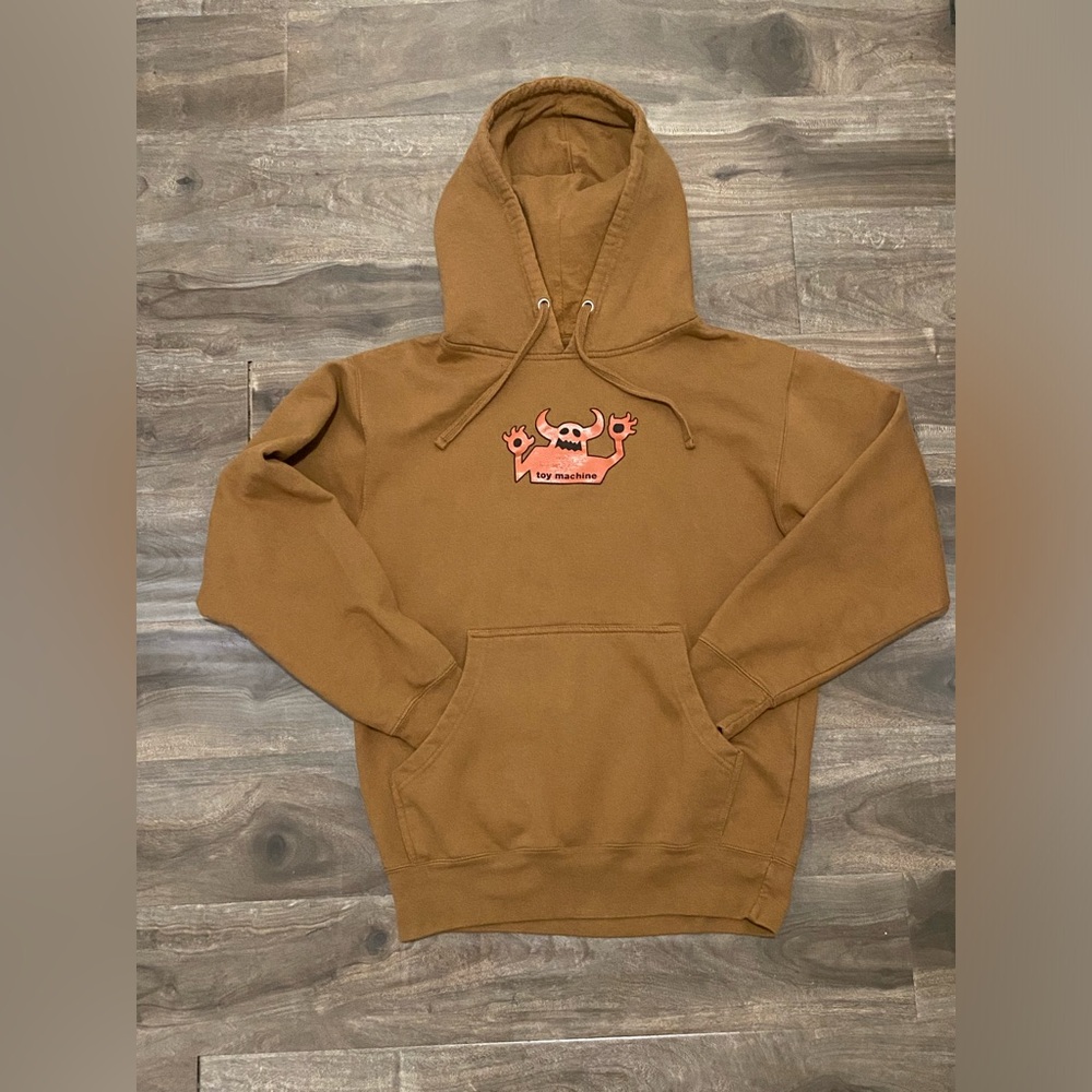 Toy machine hoodie adult small brown hooded sweatshirt skate grunge
